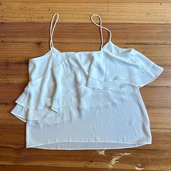 J. Crew drapey ruffle cami top blouse. Ivory, Size 2. - Picture 3 of 11
